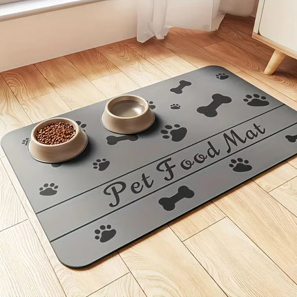Waterproof Absorbent Pet Feeding Mat - Quick Dry Pet Placemat for Food and Water Bowl with Rubber Backing for Dog and Cat