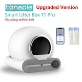 【English Version】Tonepie Automatic Smart Cat Litter Box Self Cleaning App Control Pet Toilet Litter Tray Ionic Deodorizer 65L