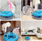 3 in 1 Cat Toys, Cat Toys for Indoor Cats, Spring Pet Toy with Exercise Balls Teaser Mouse, Interactive Cat Toy with 5 Removable Spring Replacements - Blue