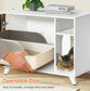 Litter Box Enclosure,Modern Hidden Cat Litter Box Enclosure Furniture With Scratching Pad For Living Room, White  Vintage Color Door Frame