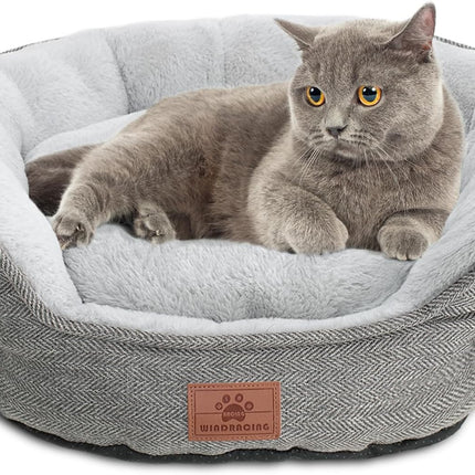 Cat Beds for Indoor Cats,Kitten Bed,Dog Bed for Extra Small Dogs Breeds,Puppy Kennel Bed, Comfy Durable Pet Sleeping Bed, Washable Roun Cat Bed & Non-Slip Bottom, Size 18"L X 18"W X 6.5"Th