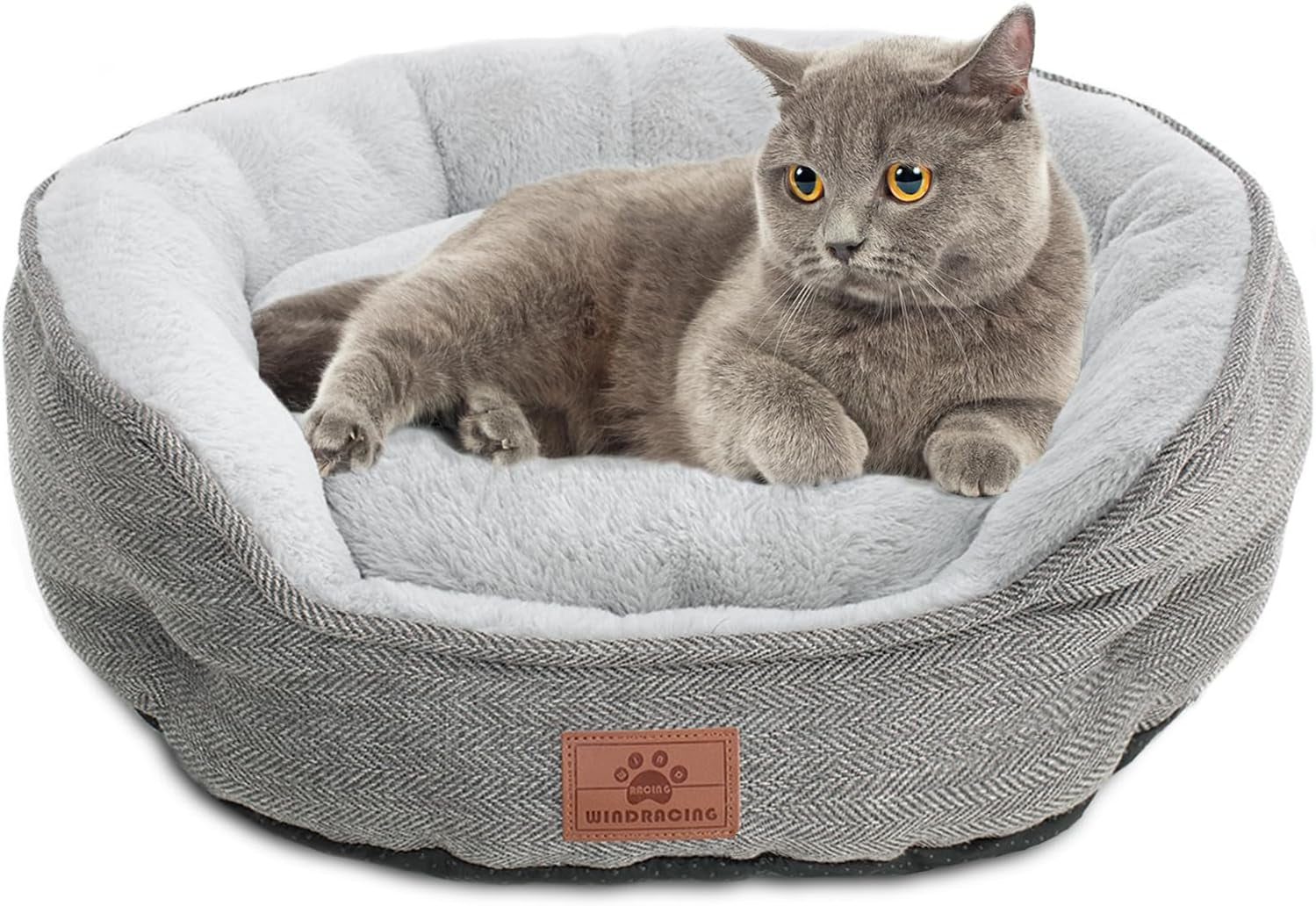 Cat Beds for Indoor Cats,Kitten Bed,Dog Bed for Extra Small Dogs Breeds,Puppy Kennel Bed, Comfy Durable Pet Sleeping Bed, Washable Roun Cat Bed & Non-Slip Bottom, Size 18"L X 18"W X 6.5"Th