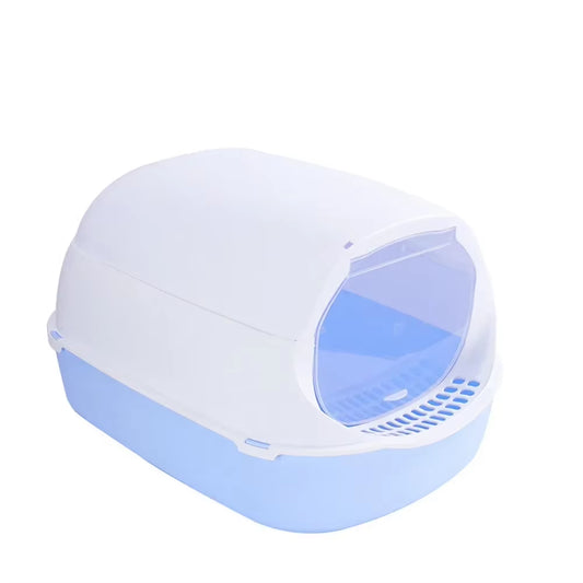 Semi-Enclosed Cat Litter Box Kitty Sandbox Splashproof Cat Tray Cat Toilet Cleaning Basin Supplies Pet Toilet Kitten Tray Bedpan