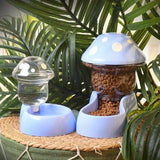 Cat Pet Automatic Feeder Water Dispenser Cute Mushroom Large Capacity Food Container Pet Bowl Water Storage Device Supplies