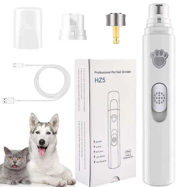 Electric Pet Nail Grinder USB Rechargeable Pet Nail Clipper with Polisher Wheel 2-Speed Pet Nail Trimmer for Small/Large Cat Dog