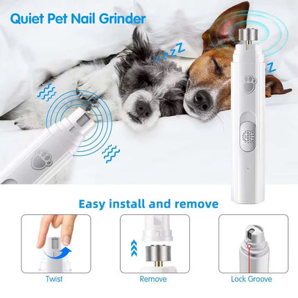 Electric Pet Nail Grinder USB Rechargeable Pet Nail Clipper with Polisher Wheel 2-Speed Pet Nail Trimmer for Small/Large Cat Dog