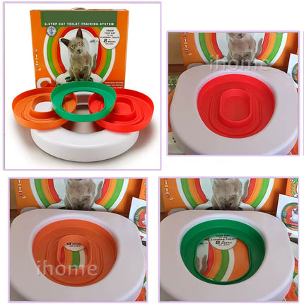 High Quality Cat Toilet Training Kit Professional Train Love Clean Cats Use Human Toilet Easy to Learn Litter Lavatory Box