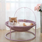 Cat Hammock Elevated Cat Bed with Steel Frame and Teaser Toy Ball, Detachable Washable and Cozy Hammock for Indoor Lounge