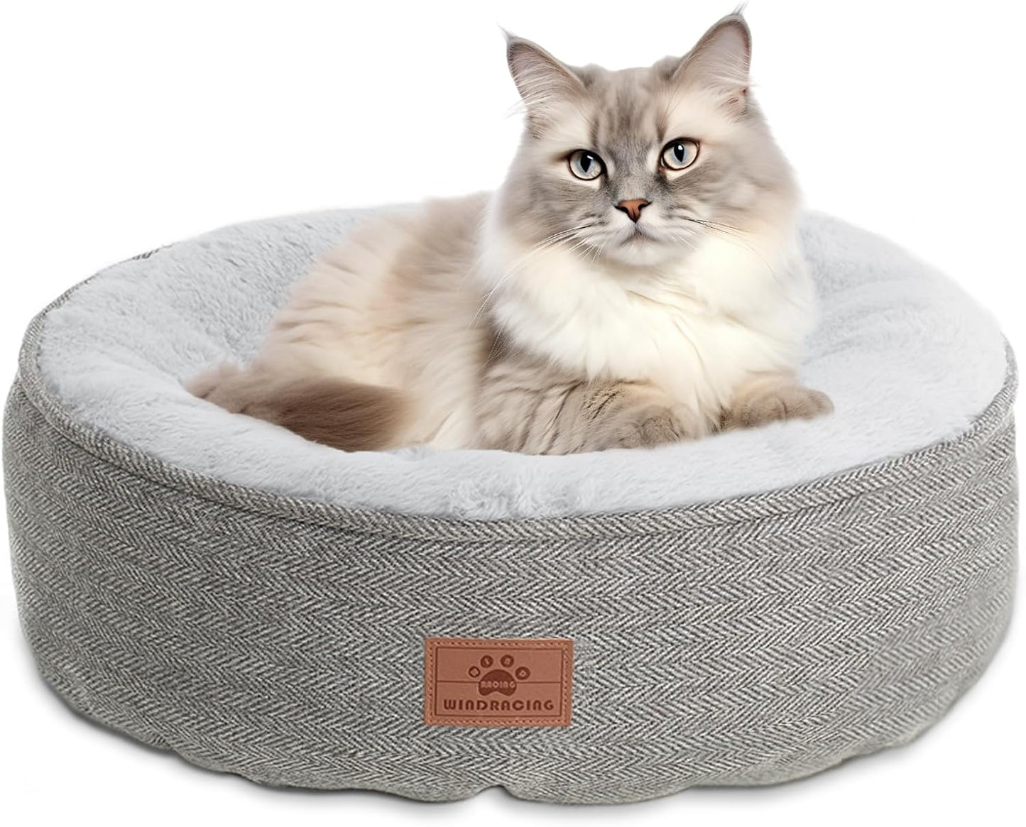 Cat Beds for Indoor Cats,Kitten Bed,Dog Bed for Extra Small Dogs Breeds,Puppy Kennel Bed, Comfy Durable Pet Sleeping Bed, Washable Roun Cat Bed & Non-Slip Bottom, Size 18"L X 18"W X 6.5"Th