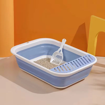 Portable Cat Bedpans Foldable Cat Toilet Large Capacity Semi-Closed Pet Cat Litter Box anti Splash Cat Tray Cleaning Bath Basin