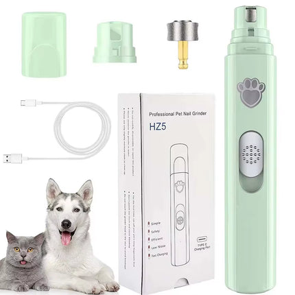 Electric Pet Nail Grinder USB Rechargeable Pet Nail Clipper with Polisher Wheel 2-Speed Pet Nail Trimmer for Small/Large Cat Dog