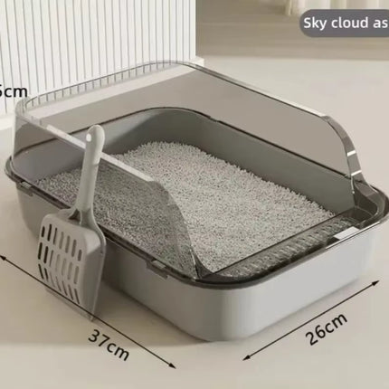 Semi-Enclosed Cat Litter Box Kitty Sandbox Splashproof Cat Tray Cat Toilet Cleaning Basin Supplies Pet Toilet Kitten Tray Bedpan