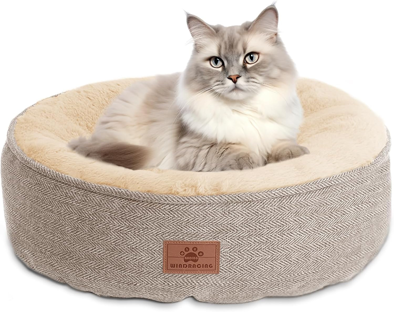 Cat Beds for Indoor Cats,Kitten Bed,Dog Bed for Extra Small Dogs Breeds,Puppy Kennel Bed, Comfy Durable Pet Sleeping Bed, Washable Roun Cat Bed & Non-Slip Bottom, Size 18"L X 18"W X 6.5"Th