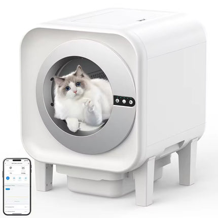 Self-Cleaning Cat Litter Box Integrated Protection Automatic Cat Litter Box for Multi Cats Extra Large/Odor Removal/App Control