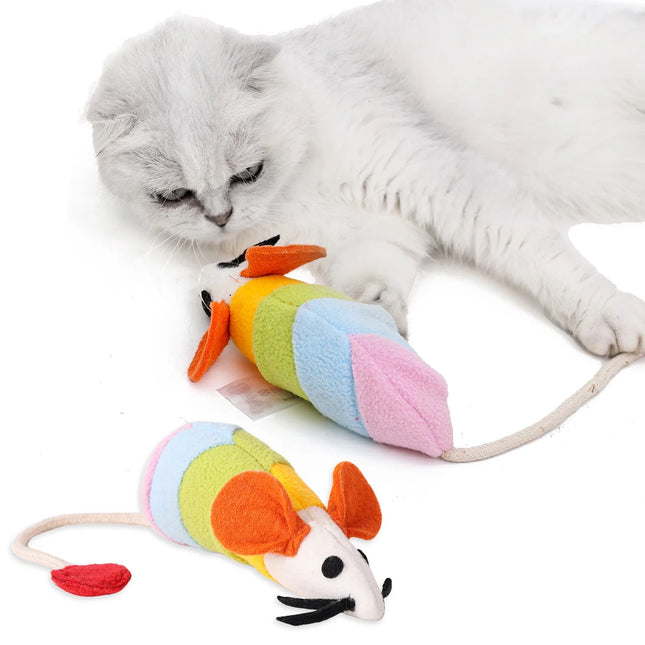Interactive Rattling Catnip Mice Toys - 7” Colorful Furry Fun for Indoor Cats and Kittens!