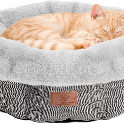 Cat Beds for Indoor Cats,Kitten Bed,Dog Bed for Extra Small Dogs Breeds,Puppy Kennel Bed, Comfy Durable Pet Sleeping Bed, Washable Roun Cat Bed & Non-Slip Bottom, Size 18"L X 18"W X 6.5"Th