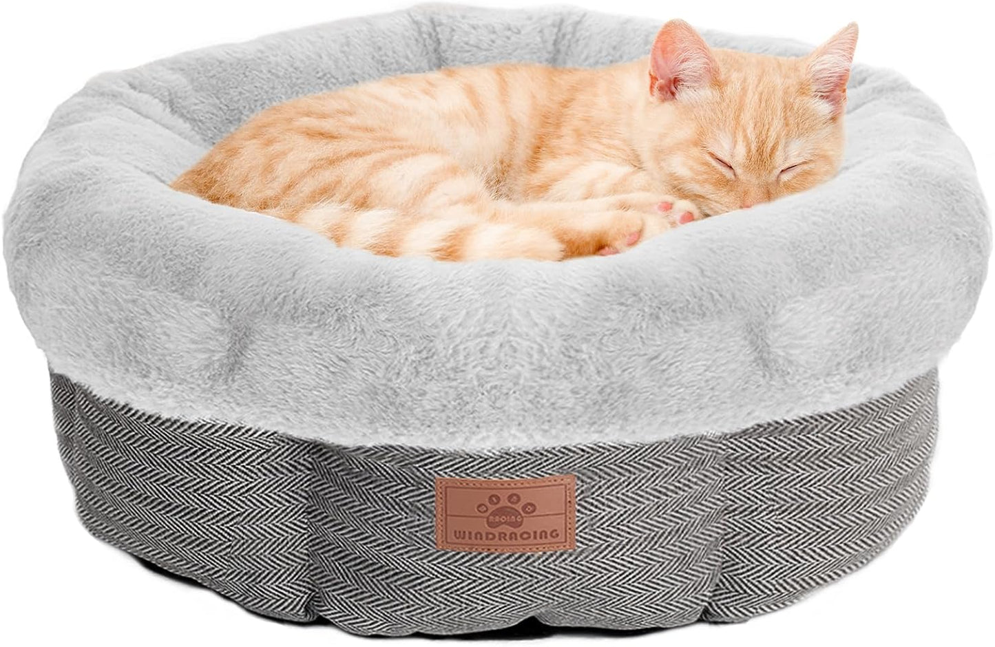 Cat Beds for Indoor Cats,Kitten Bed,Dog Bed for Extra Small Dogs Breeds,Puppy Kennel Bed, Comfy Durable Pet Sleeping Bed, Washable Roun Cat Bed & Non-Slip Bottom, Size 18"L X 18"W X 6.5"Th