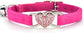 CHUKCHI Pink Soft Velvet Safe Cat Adjustable Collar with Crystal Heart Charm and Bells 8-11 Inches(Black+Red+Pink+Blue)