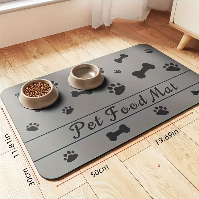 Waterproof Absorbent Pet Feeding Mat - Quick Dry Pet Placemat for Food and Water Bowl with Rubber Backing for Dog and Cat