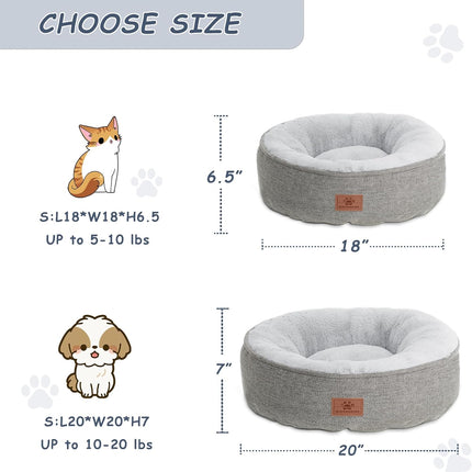 Cat Beds for Indoor Cats,Kitten Bed,Dog Bed for Extra Small Dogs Breeds,Puppy Kennel Bed, Comfy Durable Pet Sleeping Bed, Washable Roun Cat Bed & Non-Slip Bottom, Size 18"L X 18"W X 6.5"Th