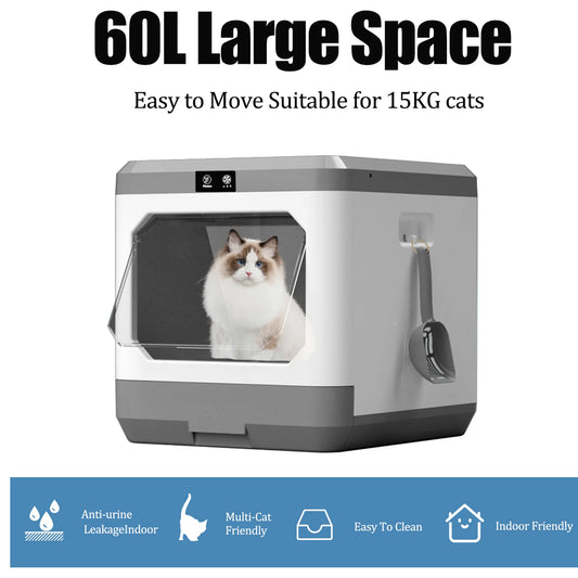 Discover the Ultimate Comfort: Large Enclosed Cat Litter Box with Odor Control, Easy-Clean Drawer, and Bonus Accessories!