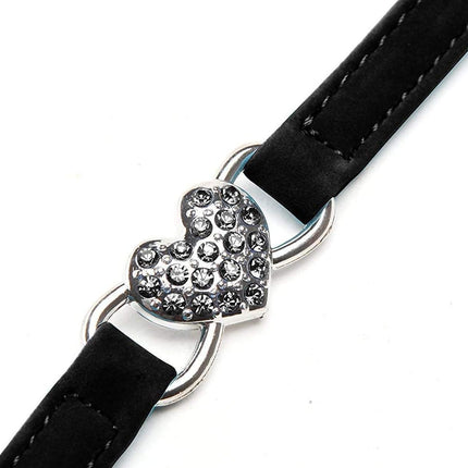 CHUKCHI Pink Soft Velvet Safe Cat Adjustable Collar with Crystal Heart Charm and Bells 8-11 Inches(Black+Red+Pink+Blue)