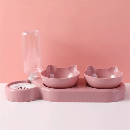 Pet Cat Bowl Automatic Feeder Cat Feeder Bowl with Dog Water Bottle Automatic Drinking Pet Bowl Cat Food Bowl Pet Waterer