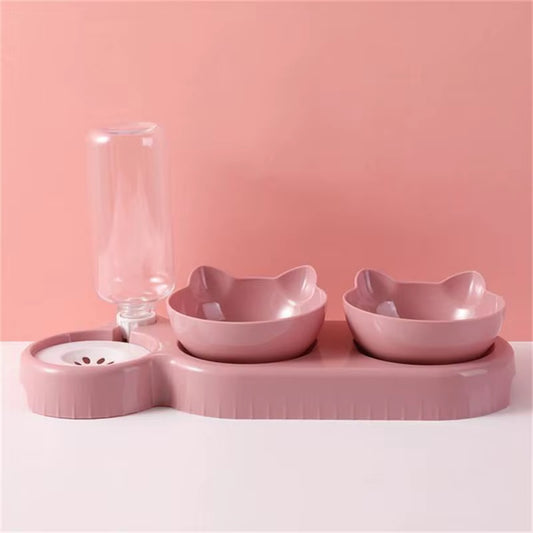 Pet Cat Bowl Automatic Feeder Cat Feeder Bowl with Dog Water Bottle Automatic Drinking Pet Bowl Cat Food Bowl Pet Waterer