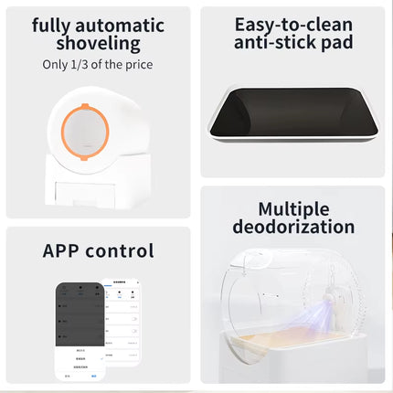 Fully Automatic Pet Cat Litter Box Automatic Cat Litter Box with APP Large Capacity Self Cleaning Litter Box for Multiple Larg