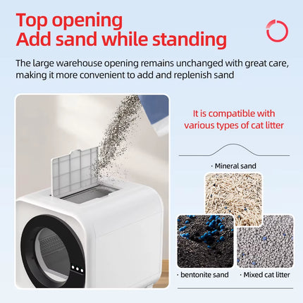 Self-Cleaning Cat Litter Box Integrated Protection Automatic Cat Litter Box for Multi Cats Extra Large/Odor Removal/App Control