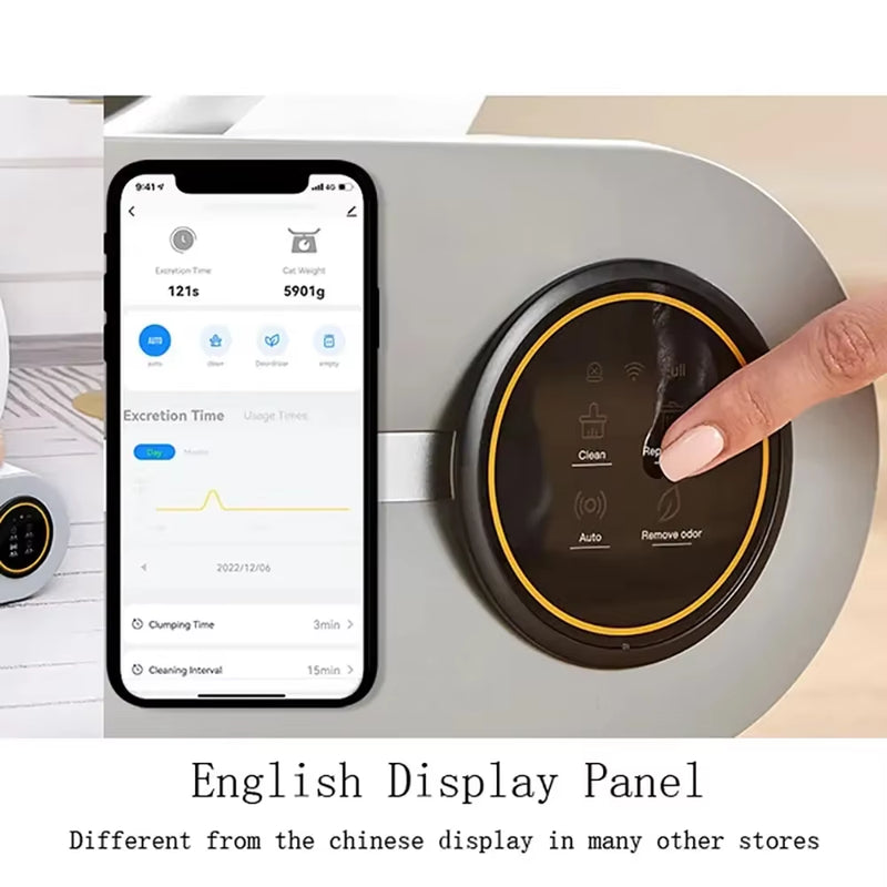 【English Version】Tonepie Automatic Smart Cat Litter Box Self Cleaning App Control Pet Toilet Litter Tray Ionic Deodorizer 65L