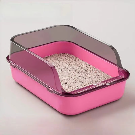 Semi-Enclosed Cat Litter Box Kitty Sandbox Splashproof Cat Tray Cat Toilet Cleaning Basin Supplies Pet Toilet Kitten Tray Bedpan