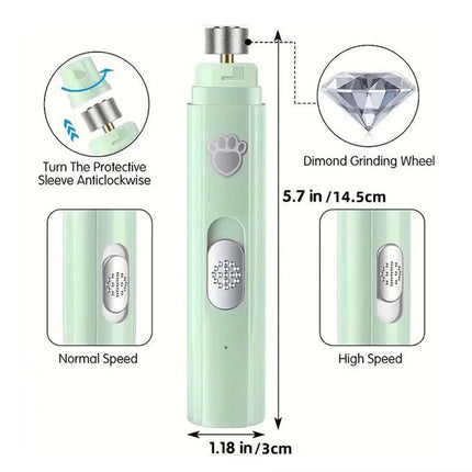 Electric Pet Nail Grinder USB Rechargeable Pet Nail Clipper with Polisher Wheel 2-Speed Pet Nail Trimmer for Small/Large Cat Dog