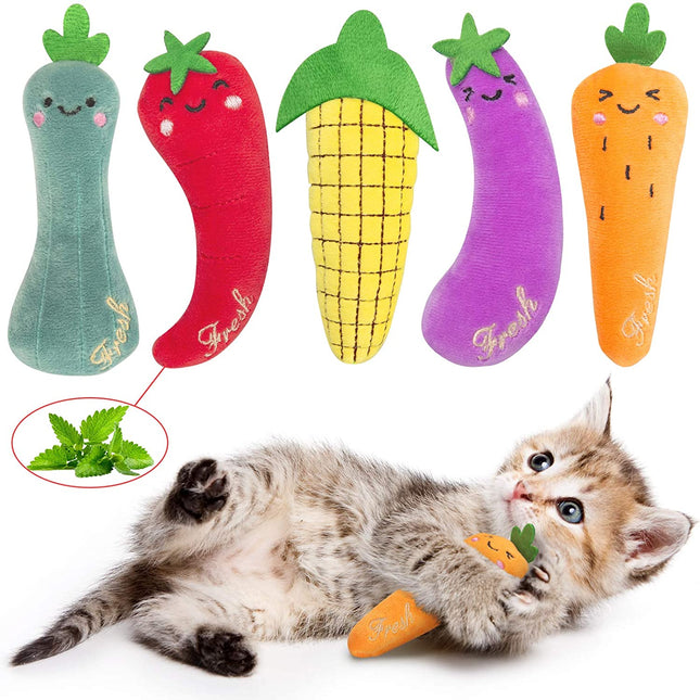 Interactive Catnip Toys for Kittens - 5 Pack of Durable and Soft Chew Toys to Promote Exercise and Fun!
