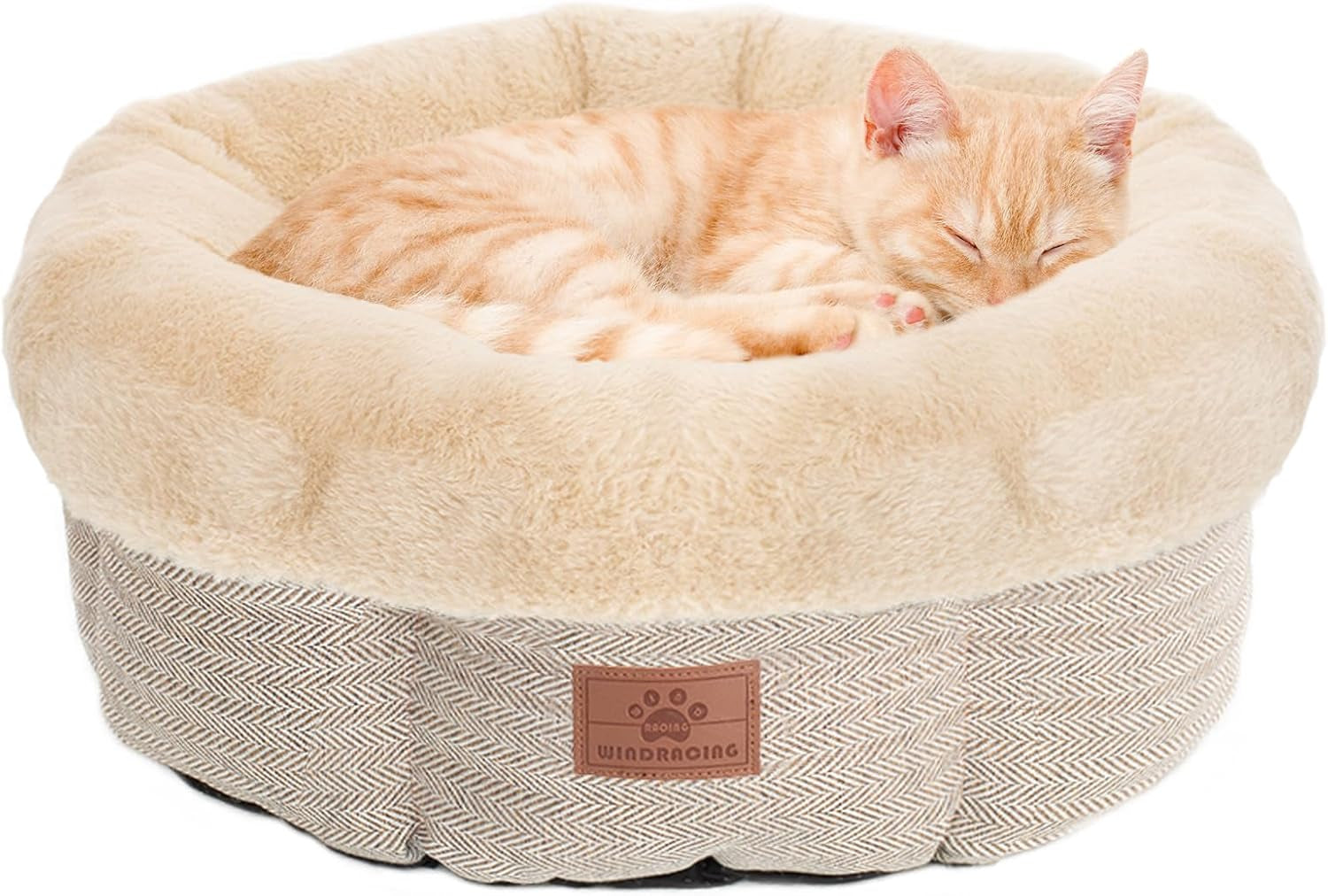 Cat Beds for Indoor Cats,Kitten Bed,Dog Bed for Extra Small Dogs Breeds,Puppy Kennel Bed, Comfy Durable Pet Sleeping Bed, Washable Roun Cat Bed & Non-Slip Bottom, Size 18"L X 18"W X 6.5"Th