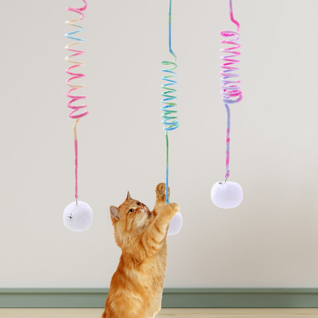 1Pc Random Color Suction Cup Spring Ball Cat Toy