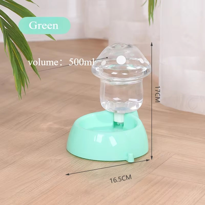 Cat Pet Automatic Feeder Water Dispenser Cute Mushroom Large Capacity Food Container Pet Bowl Water Storage Device Supplies