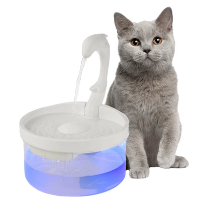 Pet Cat Water Dispenser LED Light USB Dolphin Shaped Water Fountain Feeder Drinker Automatic Drinking Fountain for Cats Dogs