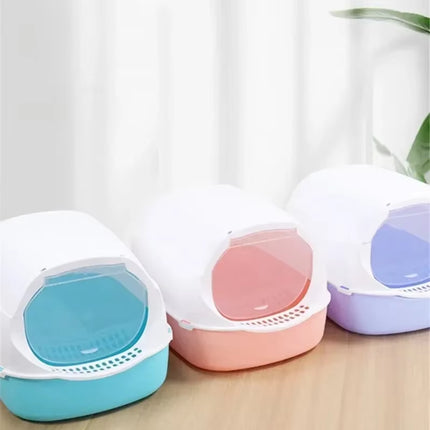 Semi-Enclosed Cat Litter Box Kitty Sandbox Splashproof Cat Tray Cat Toilet Cleaning Basin Supplies Pet Toilet Kitten Tray Bedpan