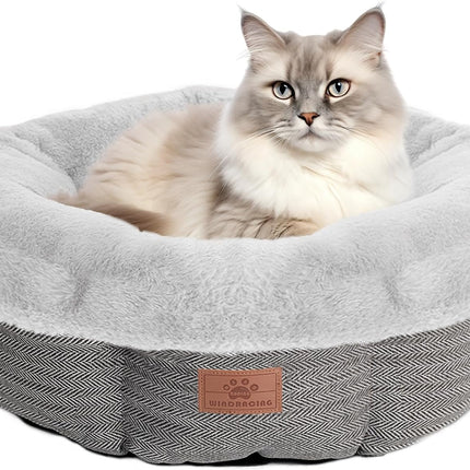 Cat Beds for Indoor Cats,Kitten Bed,Dog Bed for Extra Small Dogs Breeds,Puppy Kennel Bed, Comfy Durable Pet Sleeping Bed, Washable Roun Cat Bed & Non-Slip Bottom, Size 18"L X 18"W X 6.5"Th