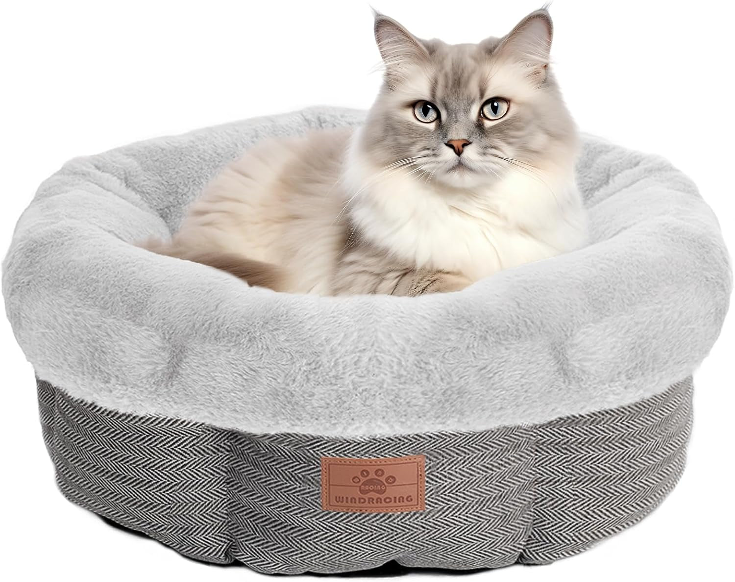 Cat Beds for Indoor Cats,Kitten Bed,Dog Bed for Extra Small Dogs Breeds,Puppy Kennel Bed, Comfy Durable Pet Sleeping Bed, Washable Roun Cat Bed & Non-Slip Bottom, Size 18"L X 18"W X 6.5"Th