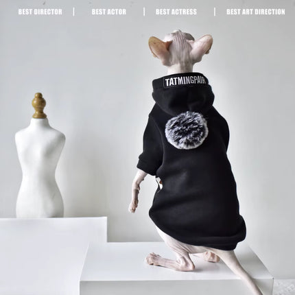 Pet Cat Hooded Sweater Thickened Warm for Winter Sphinx Hairless Cat Clothes Kitty Small Dog Clothes