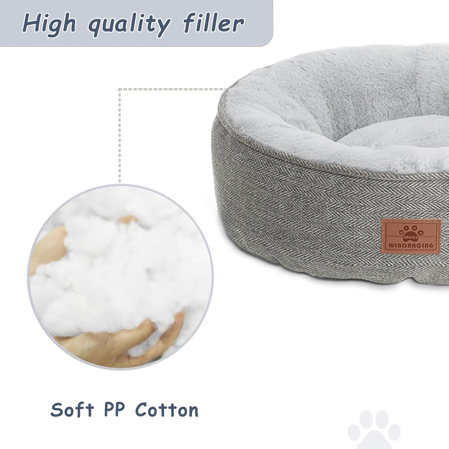 Cat Beds for Indoor Cats,Kitten Bed,Dog Bed for Extra Small Dogs Breeds,Puppy Kennel Bed, Comfy Durable Pet Sleeping Bed, Washable Roun Cat Bed & Non-Slip Bottom, Size 18"L X 18"W X 6.5"Th