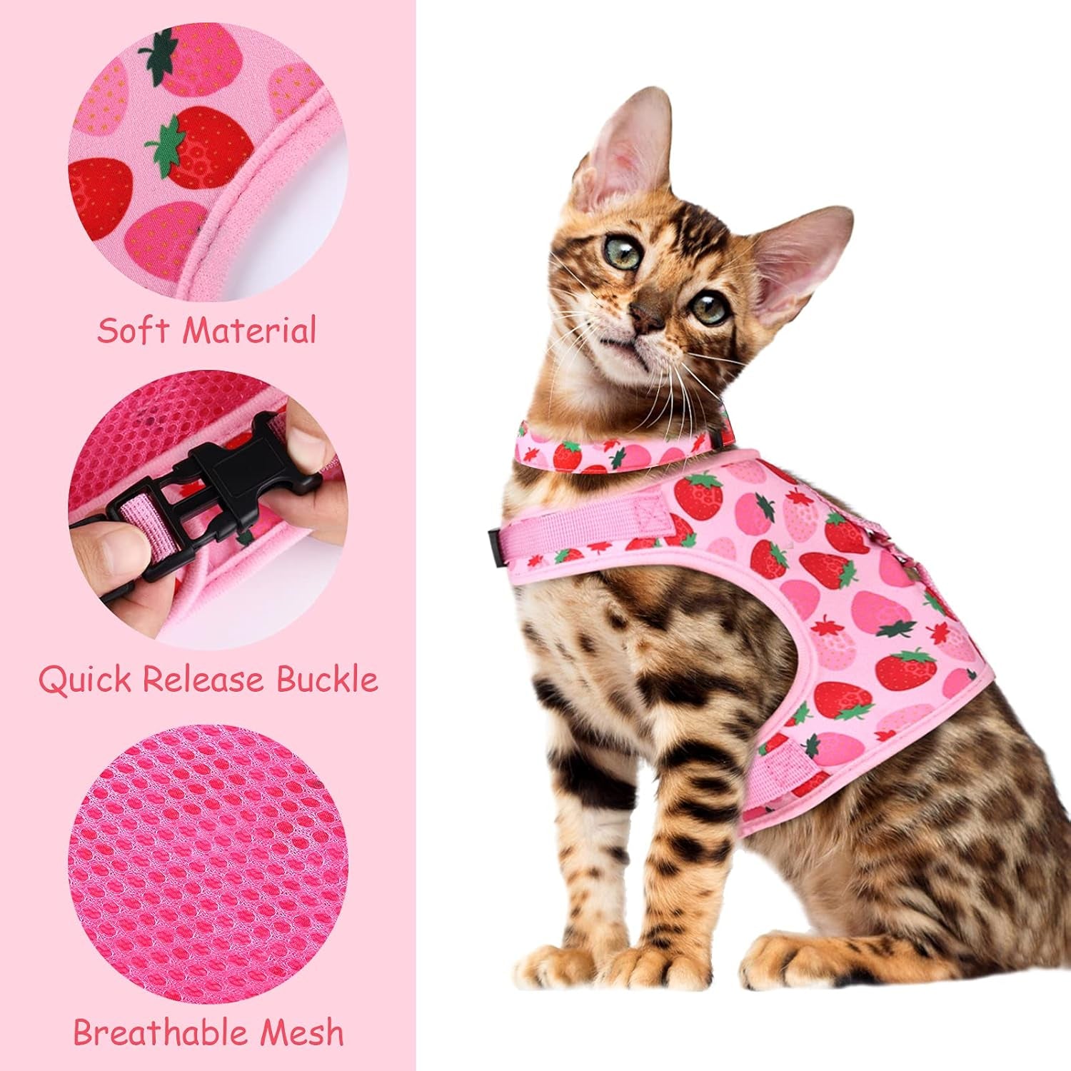 Cat Harness and Leash Set Cat Vest Harness Pet Leash and Collar Set Pet Harness for Kitties Puppies Small Pets Outdoor Walking, X-Small
