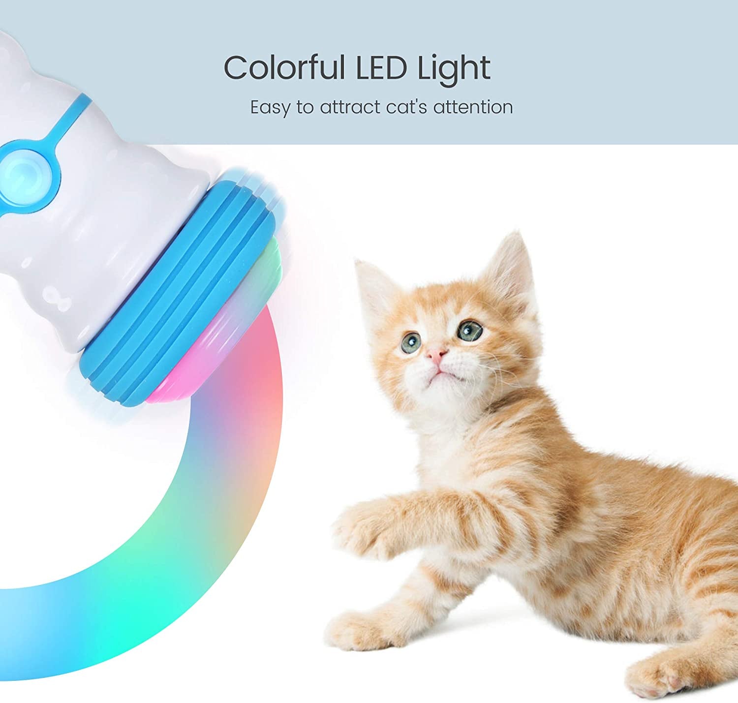 Christmas Interactive Cat Toys for Indoor Cats, Electric Automatic Robotic Cat Feather Toy, Rechargeable Two Speed Self-Rotating Cat Toy with Colorful LED Light, Fun Motion Toy for Cat Kitten Exercise