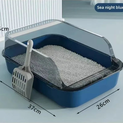 Semi-Enclosed Cat Litter Box Kitty Sandbox Splashproof Cat Tray Cat Toilet Cleaning Basin Supplies Pet Toilet Kitten Tray Bedpan