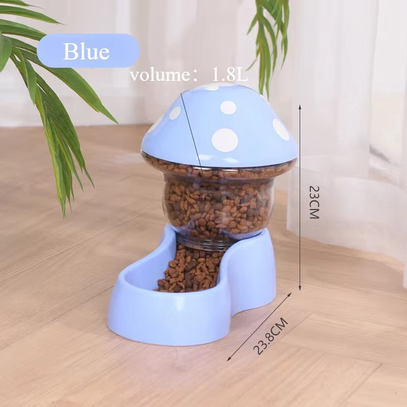 Cat Pet Automatic Feeder Water Dispenser Cute Mushroom Large Capacity Food Container Pet Bowl Water Storage Device Supplies