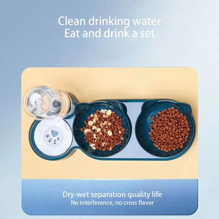Pet Cat Bowl Automatic Feeder Cat Feeder Bowl with Dog Water Bottle Automatic Drinking Pet Bowl Cat Food Bowl Pet Waterer
