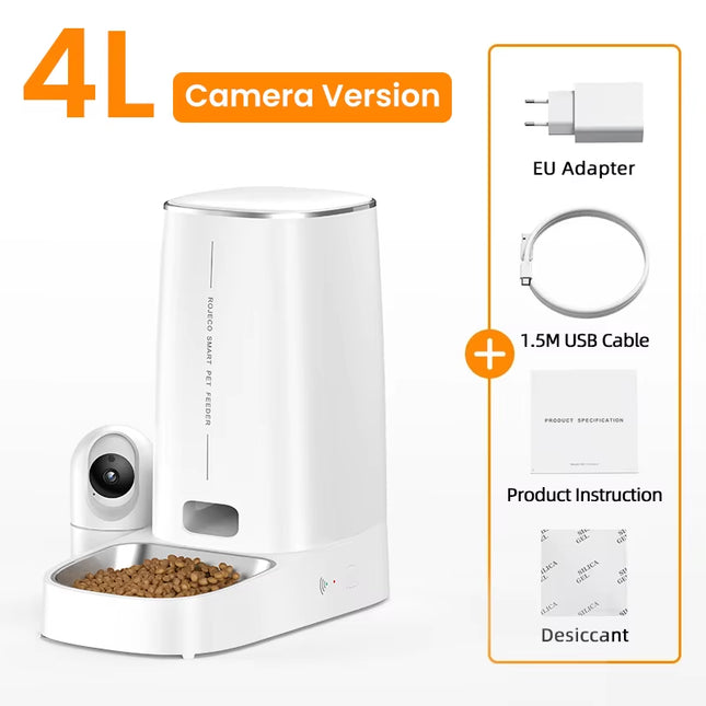 Automatic Cat Feeder with 360°Rotating Camera Vedio 4L Wifi Cat Food Dispenser Pet Smart Voice Auto Feeder for Cats Dogs