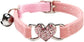 CHUKCHI Pink Soft Velvet Safe Cat Adjustable Collar with Crystal Heart Charm and Bells 8-11 Inches(Black+Red+Pink+Blue)